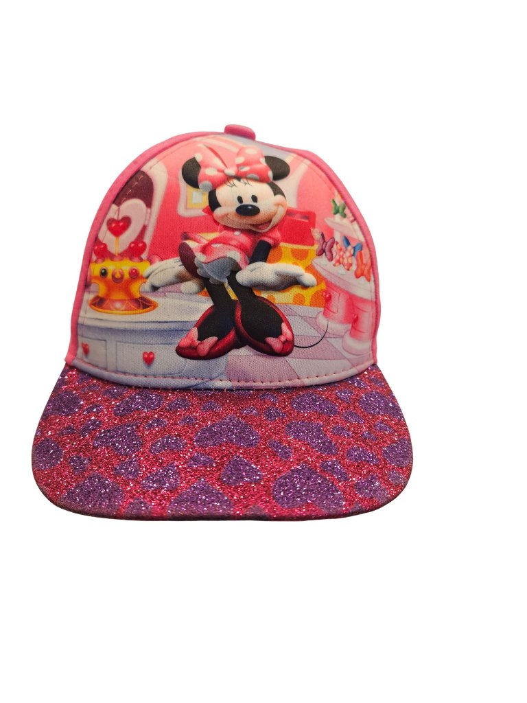 Disney Minnie Mouse Girls Pink Purple Glitter Baseball Cap Adjustable Strap
